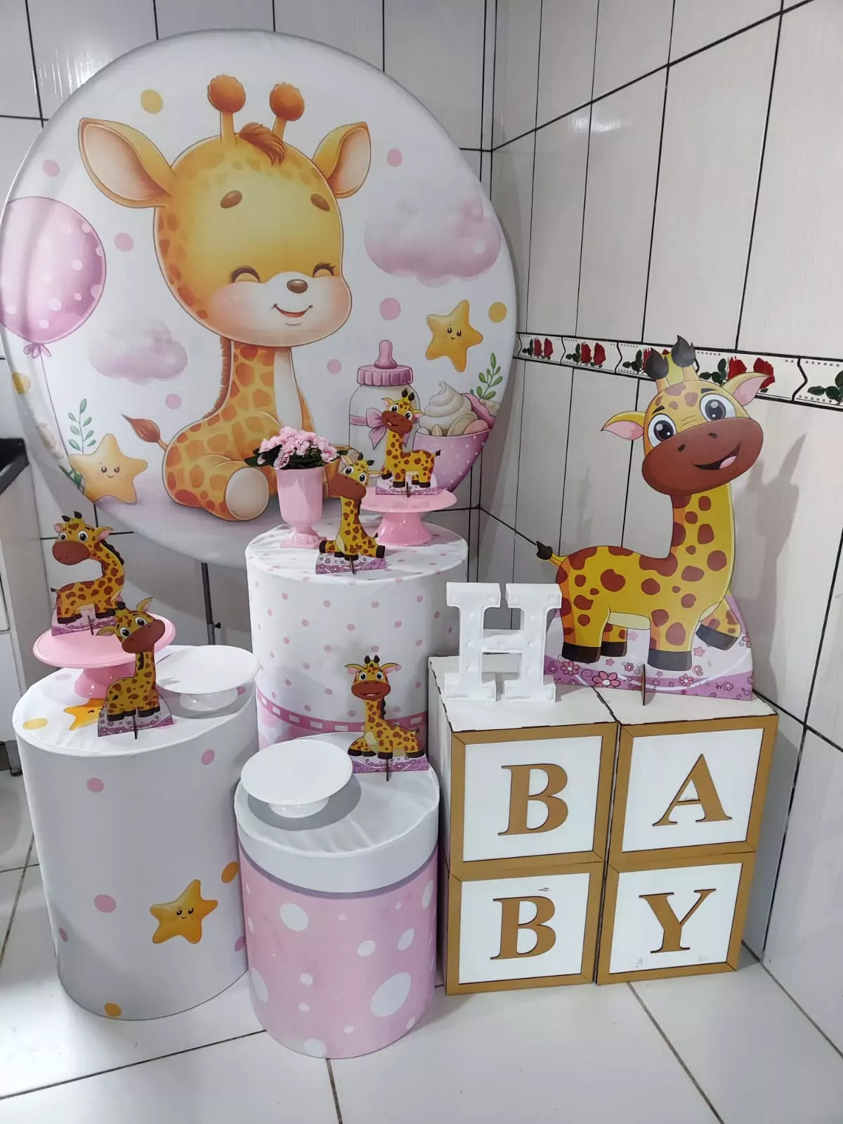 Kit pegue e monte - Girafinha Rosa