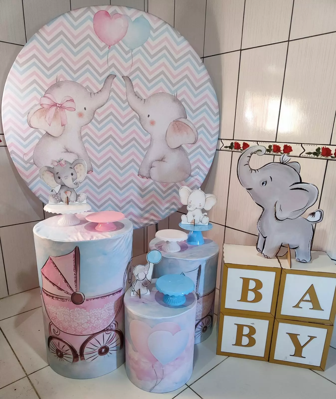 Kit Pegue e Monte - Chá Revelação Elefantinho