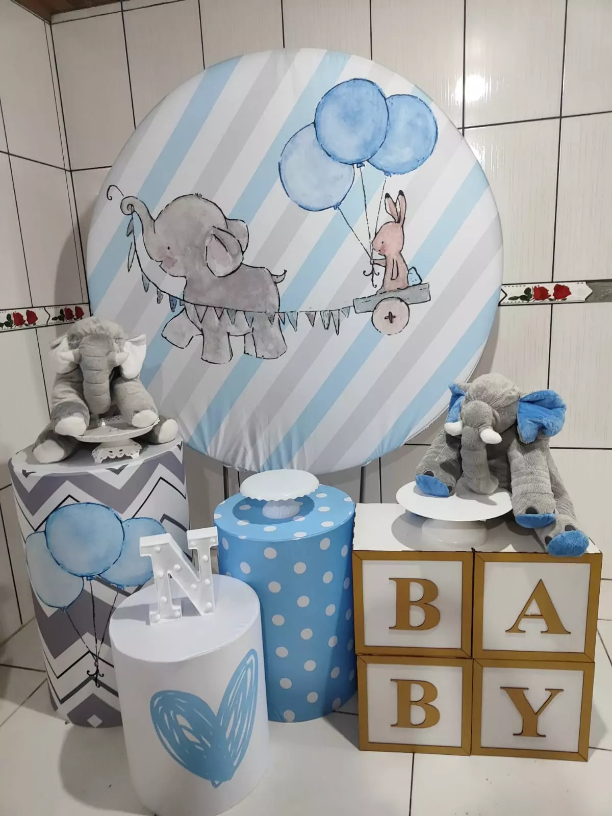 Kit Pegue e Monte - Elefantinho Azul