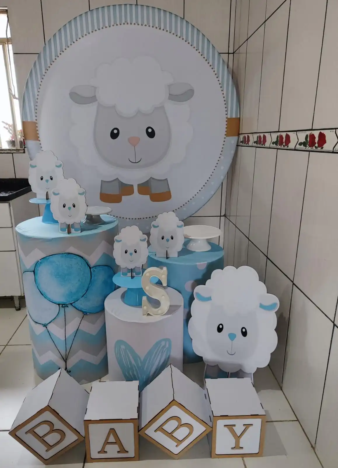 Decoração Pegue e Monte - Ovelinha Azul